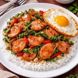 ข้าวผัดขี้เมาไส้กรอกรมควัน