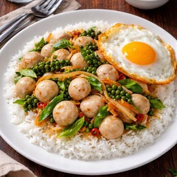 ข้าวผัดขี้เมาลูกชิ้นหมู