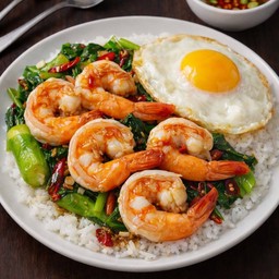 ข้าวผัดผักบุ้งกุ้ง