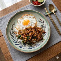 กะเพราหมูสับพริกแห้ง