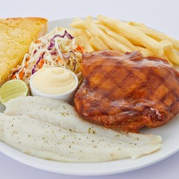 สเต็กไก่เทริยากิ + สเต็กปลาย่าง