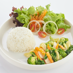 L ข้าวราด ผัดผักรวม