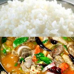 ชุด ต้มแซ่บเครื่องในหมู+ข้าวสวยร้อนๆ