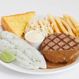 สเต็กเนื้อบด+สเต็กปลาย่าง