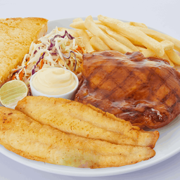 สเต็กไก่เทริยากิ+สเต็กปลาดอลลี่ย่างเนย