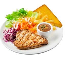สเต็กอกไก่พริกไทยดำ