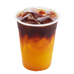 L กาแฟ น้ำส้มเขียวหวาน (เย็น)