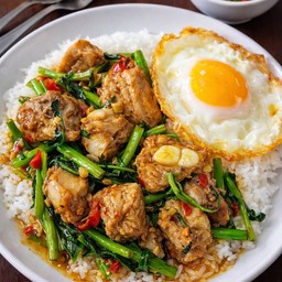 ข้าวผัดคะน้าซี่โครงกระดูกอ่อน