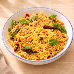 บะหมี่กะเพราหมูสับสูตรโบราณเผ็ดแซ่บบบบ บะหมี่2ก้อนจ้าาา