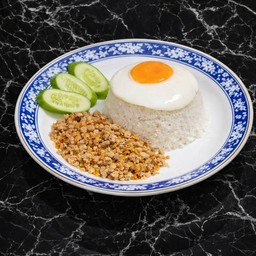 หมูสับผัดกระเทียมไทย(ราดข้าว)