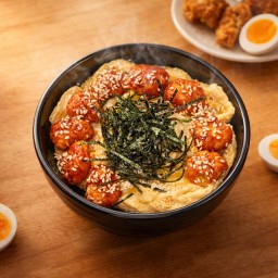 บะหมี่เกาหลีหน้าไข่ข้นไก่ป๊อปโคชูจัง(ไก่ป๊อบ9ชิ้น)