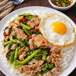 ข้าวผัดผักบุ้งหมูชิ้น