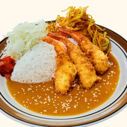 ข้าวแกงกะหรี่กุ้งทอด
