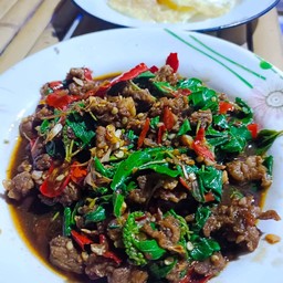 ผัดโหละพา.เนื้อเสือ..เป็นกลับข้าว