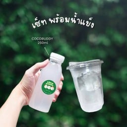 [เซ็ทพร้อมน้ำแข็ง] น้ำมะพร้าวน้ำหอมสด 100% คัดพิเศษ + แก้วน้ำแข็ง