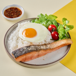 .ข้าวปลาแซลมอน จิ้มแจ่วไข่ดาว.
