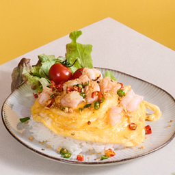 .ข้าวไข่นุ่ม กุ้งพริกเกลือ.