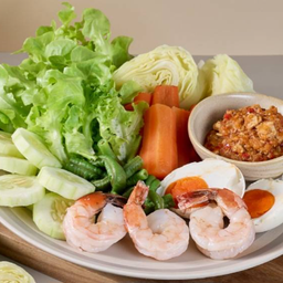 .ชุดน้ำพริกไข่เค็ม กุ้ง.