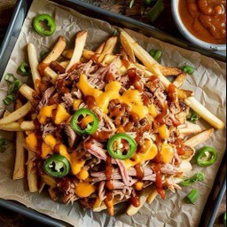 ฟรายส์ + BBQ พลู พอร์ค  Pulled Pork+coleslaw