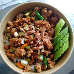 หมูสับคั่วพริกเกลือ   ทานกับข้าวหอมนุ่มๆ