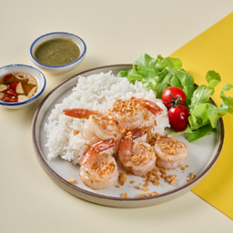 .ข้าวกุ้ง กระเทียม ไข่ดาว.