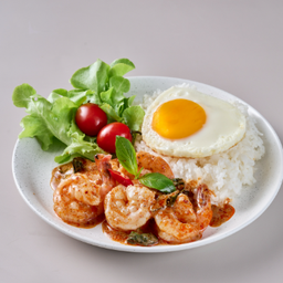 .ข้าวกุ้ง ผัดพริกเผาไข่ดาว.