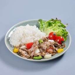 .ข้าวหมูผัดพริกไทยดำ.