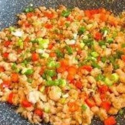 หมูสับคั่วพริกเกลือ ราดข้าว