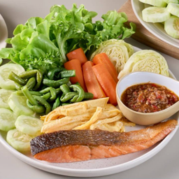 .ชุดน้ำพริกลงเรือ ปลาแซลมอน.
