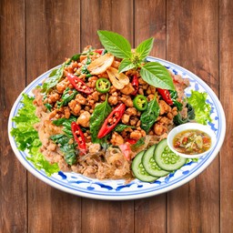 วุ้นเส้นกะเพราหมูสับ