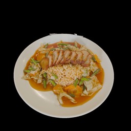 ရန်ကုန်စတိုင် ဝက်သားကင်ထမင်းပေါင်း Yangon Style BBQ Pork Chopsuey Rice