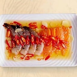 แซลมอน + กุ้งดองซีอิ๊ว