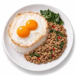 ข้าวกะเพราไข่ดาวคู่