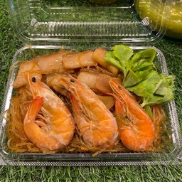 กุ้งอบวุ้นเส้น ตลาดริมน้ำบ้านโป่ง