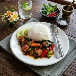 ข้าวคะน้าหมูกรอบ(ขายดี)
