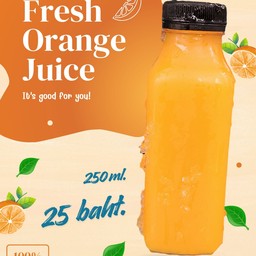 น้ำส้มคั้นสด 100% ขวดเล็ก 220ml.