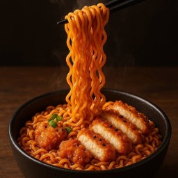 บะหมี่เกาหลีไก่ทอดซอสเทริยากิ