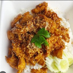 ไก่ทอดกระเทียมราดข้าว