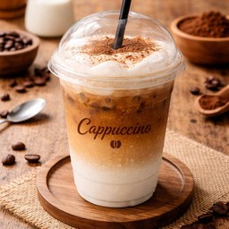 คาปูชิโน่เย็น (ใช้หญ้าหวาน และผมโอ๊ค)