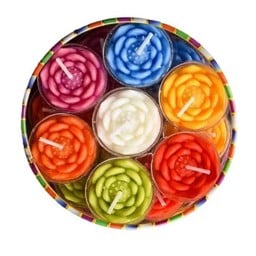 [ กล่องละ 28 ชิ้น ] เทียนทีไลท์ดอกไม้ 7 วัน 7 สี จุดได้นาน 4 ชั่วโมง