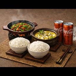 เซ็ตคอมโบ(หมูผัดพริก+ซุปปลาผักกาดดอง)ไซด์เล็ก สำหรับ 2 ท่าน