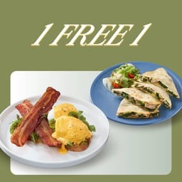 <📌1แถม1> ไข่เบเนดิกต์เบคอน ฟรี แฟลทกริลล์