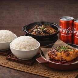เซ็ตคอมโบไก่ย่างหลงจิ่ง (น่องไก่ย่าง+มะเขือม่วงตุ๋นหม้อไฟ) สำหรับ2ท่าน