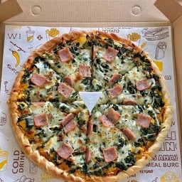 พิซซ่าผักโขมแฮมชีส (ผักโขม+ แฮม+ ชีส)