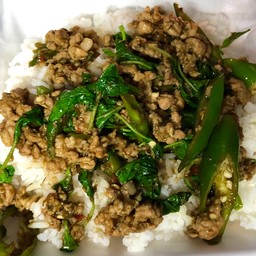 ข้าวราดผัดกระเพราหมูสับ