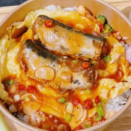 ข้าวไข่ข้น ยำปลากระป๋อง