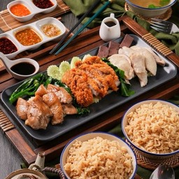 ชุดไก่สามเซียน + ข้าวมัน 2 ถ้วย