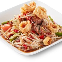 ตำซั่วปูปลาร้าใส่แคปหมู