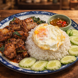 ข้าวผัดกะเพราซี่โครงหมูตุ๋น  (อิ่มคุ้ม)