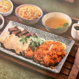 ชุดไก่ผสม (ไก่สับ + ไก่ทอด) ไก๊ฟ่าน + ข้าวมัน พิเศษ